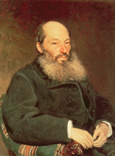 Portret van Afanasy Fet (1820-92), 1882 door Ilya Efimovich Repin